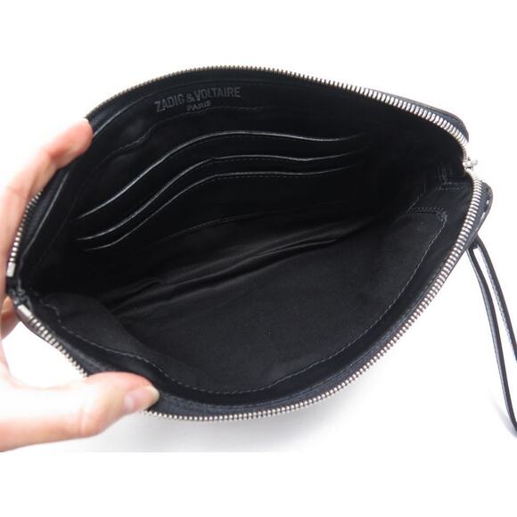 ZADIG & VOLTAIRE Jungle Leather Clutch Handbag ~Bag ~Excellent ~Guitar - Picture 13 of 16